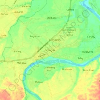 Mapa topográfico Echague, altitud, relieve