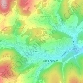 Mapa topográfico Flur 3, altitud, relieve
