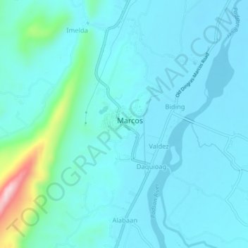Mapa topográfico Lydia, altitud, relieve