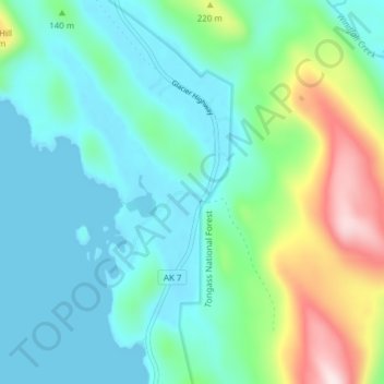 Mapa topográfico Dobson Landing, altitud, relieve