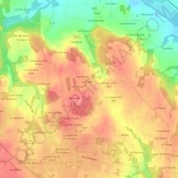 Mapa topográfico Lyonnais, altitud, relieve
