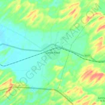 Mapa topográfico Gadra Road, altitud, relieve