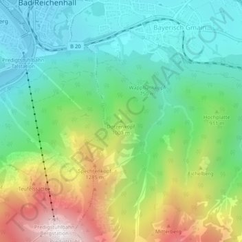 Mapa topográfico Dötzenkopf, altitud, relieve