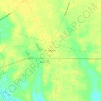 Mapa topográfico Rockingham, altitud, relieve