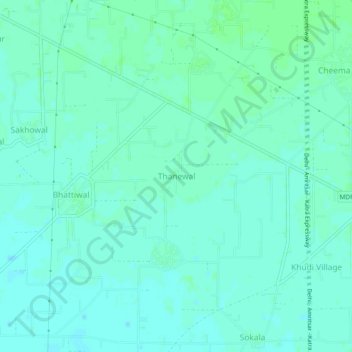 Mapa topográfico Thanewal, altitud, relieve