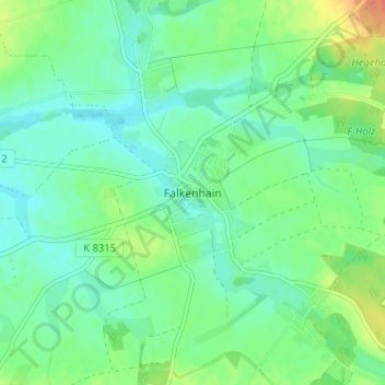 Mapa topográfico Falkenhain, altitud, relieve