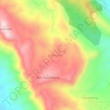 Mapa topográfico Limbuang, altitud, relieve