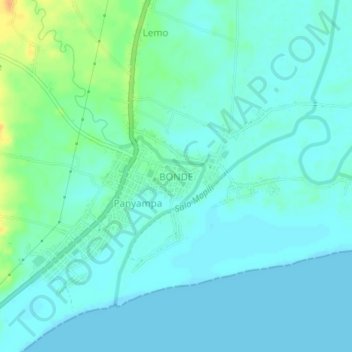 Mapa topográfico BONDE, altitud, relieve