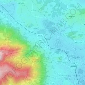 Mapa topográfico Kappel, altitud, relieve