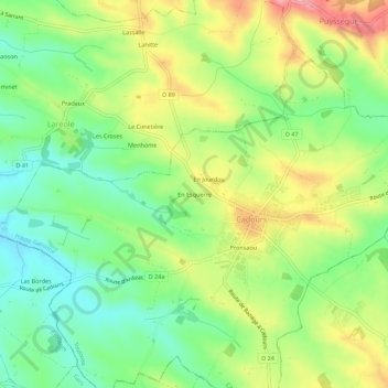 Mapa topográfico En Esquerre, altitud, relieve
