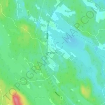 Mapa topográfico Oravikoski, altitud, relieve
