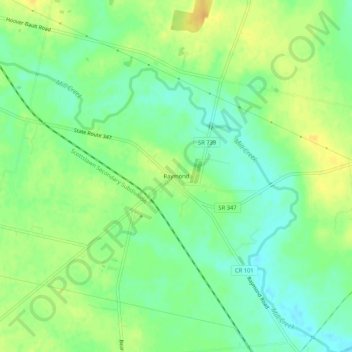 Mapa topográfico Raymond, altitud, relieve