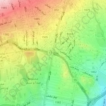 Mapa topográfico Parkway, altitud, relieve