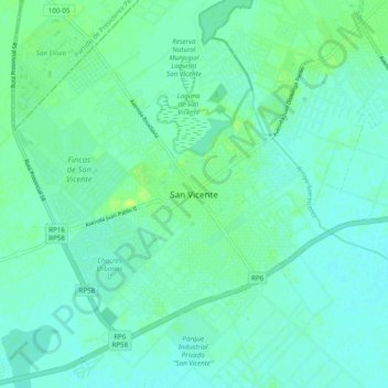 Mapa topográfico San Vicente, altitud, relieve