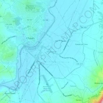 Mapa topográfico Madalena, altitud, relieve