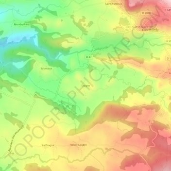 Mapa topográfico Eragne, altitud, relieve