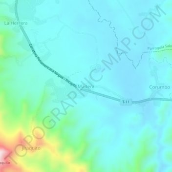 Mapa topográfico Madera, altitud, relieve