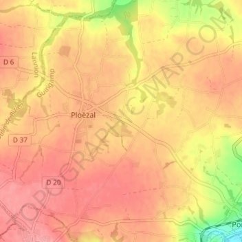 Mapa topográfico Pont Vouden, altitud, relieve