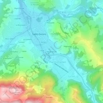 Mapa topográfico Plaine d'Aulot, altitud, relieve