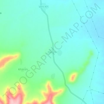 Mapa topográfico Harshi, altitud, relieve