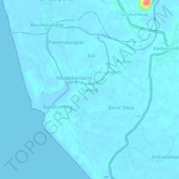 Mapa topográfico Sialang, altitud, relieve