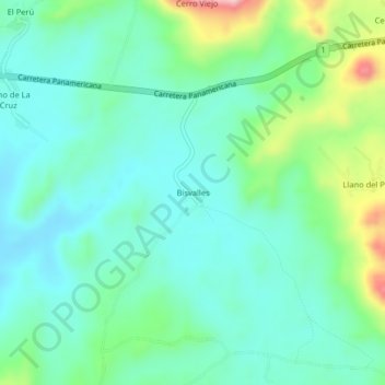 Mapa topográfico Bisvalles, altitud, relieve