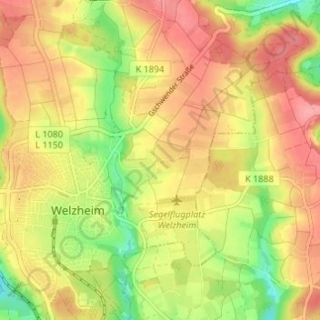 Mapa topográfico Eberhardsweiler, altitud, relieve