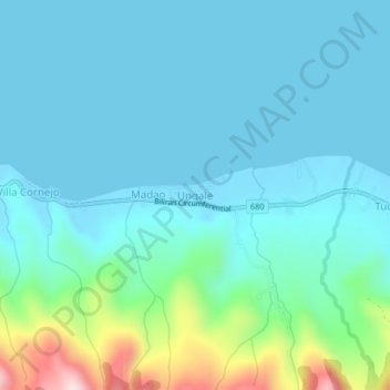 Mapa topográfico Ungale, altitud, relieve