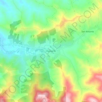 Mapa topográfico Danzarin, altitud, relieve