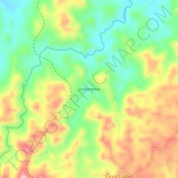 Mapa topográfico La Mariposa, altitud, relieve