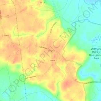 Mapa topográfico Paige, altitud, relieve