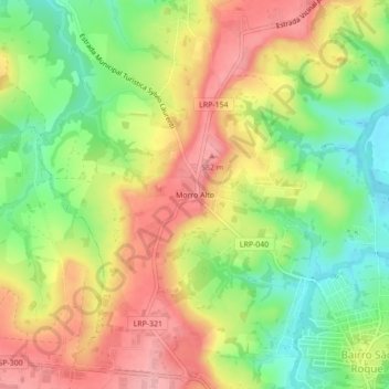 Mapa topográfico Morro Alto, altitud, relieve