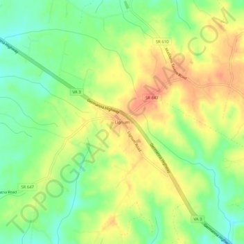 Mapa topográfico Lignum, altitud, relieve