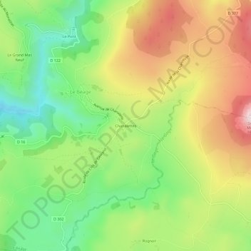 Mapa topográfico Chanalettes, altitud, relieve