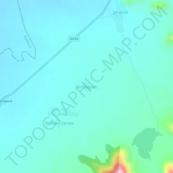 Mapa topográfico Nimbayati, altitud, relieve