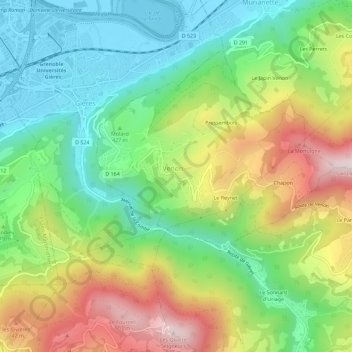 Mapa topográfico Grand Champ, altitud, relieve