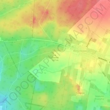 Mapa topográfico Sienna, altitud, relieve