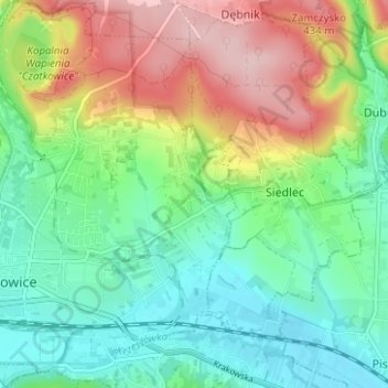 Mapa topográfico Żbik, altitud, relieve