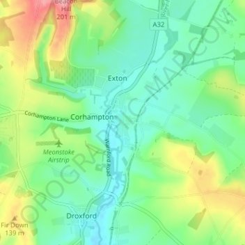 Mapa topográfico Meonstoke, altitud, relieve