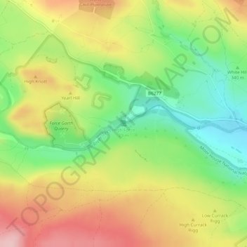 Mapa topográfico High Force, altitud, relieve