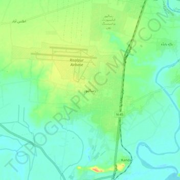 Mapa topográfico Risalpur, altitud, relieve