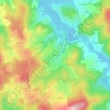 Mapa topográfico Vissingy, altitud, relieve