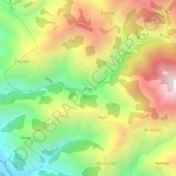 Mapa topográfico Nijar, altitud, relieve