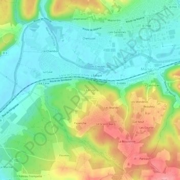 Mapa topográfico La Bruge, altitud, relieve