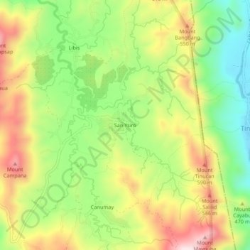 Mapa topográfico San Ysiro, altitud, relieve