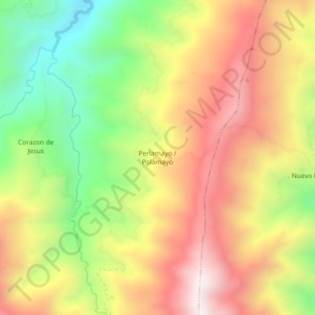 Mapa topográfico Perlamayo / Polamayo, altitud, relieve