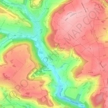Mapa topográfico Böffingen, altitud, relieve
