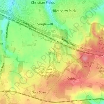 Mapa topográfico Henhurst, altitud, relieve