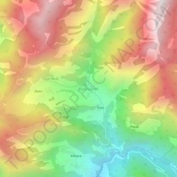 Mapa topográfico Badiyakot, altitud, relieve