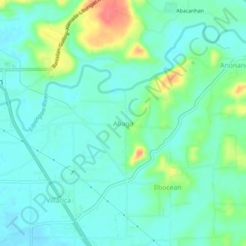 Mapa topográfico Abaga, altitud, relieve
